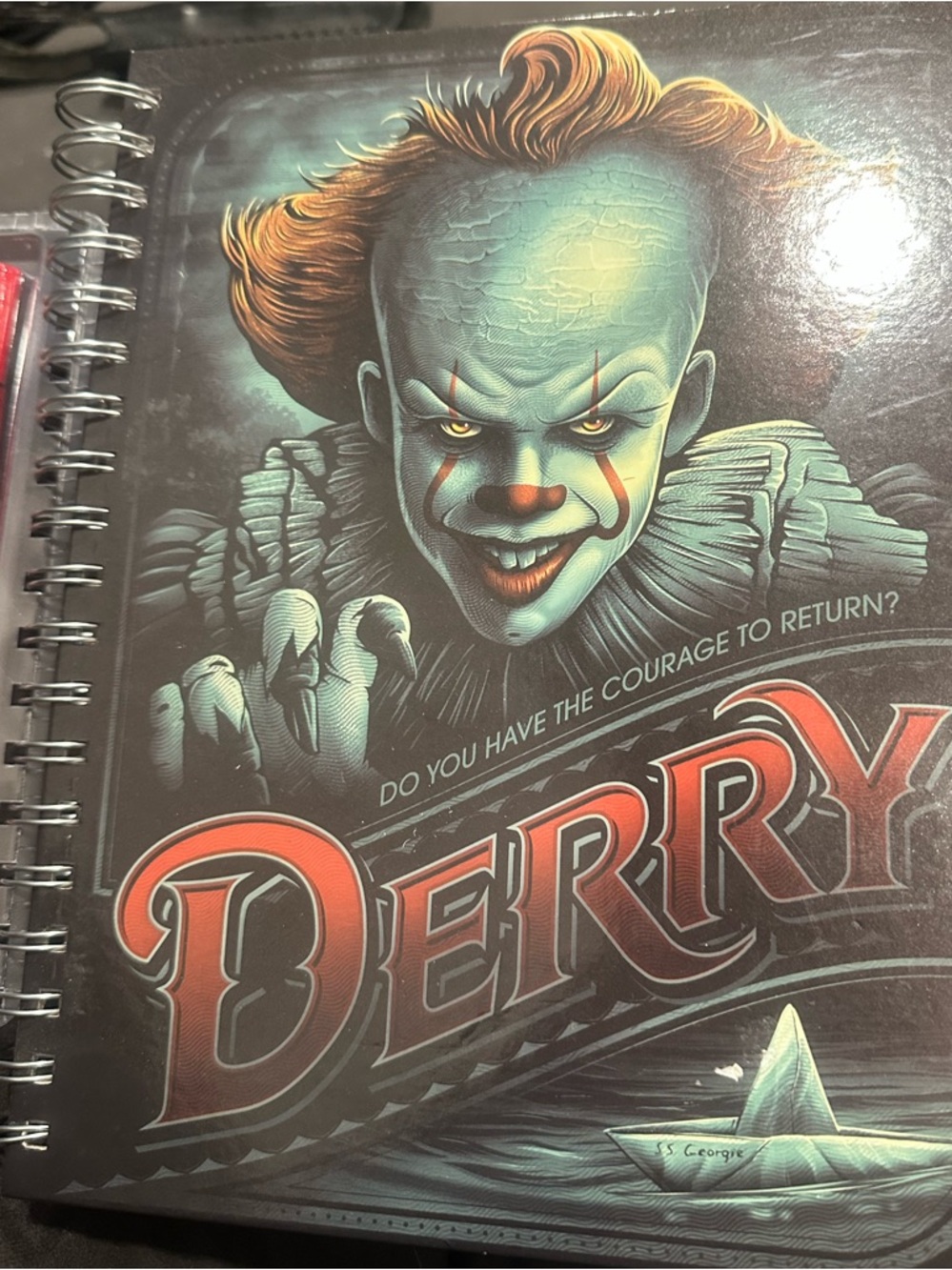 Horror Pennywise Spiral Notebook — Teal, Orange, Black